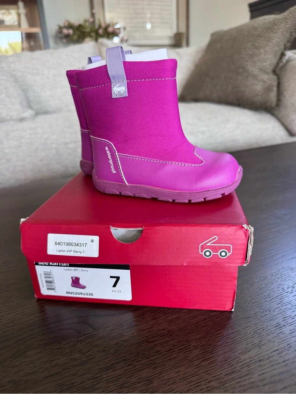 See Kai Run Waterproof Berry-Magenta Kids Rain Boots